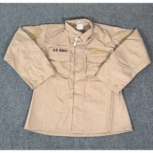 US Military US Navy Flame Resistant Coat Jacket Men Medium Regular Beige Uniform